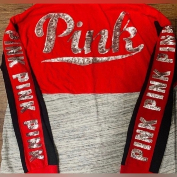 PINK VS RED BLING COLORBLOCK TSHIRT LARGE - Picture 2 of 5